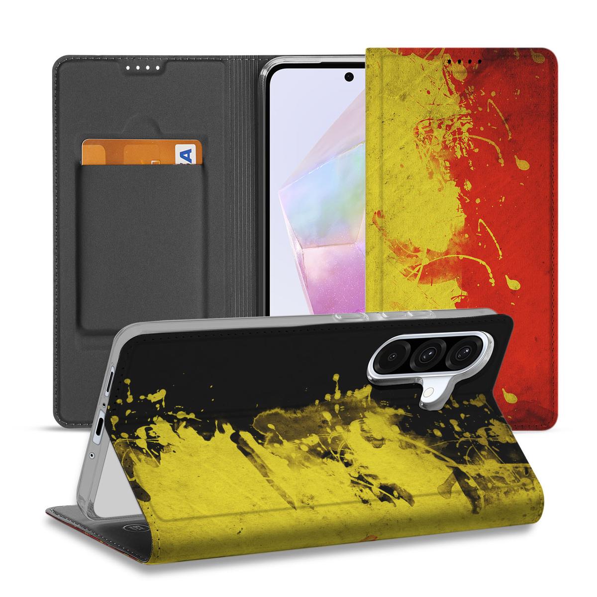 Samsung Galaxy A56 | A36 Standcase België design hoesje voorkant en achterkant met Belgische kleuren