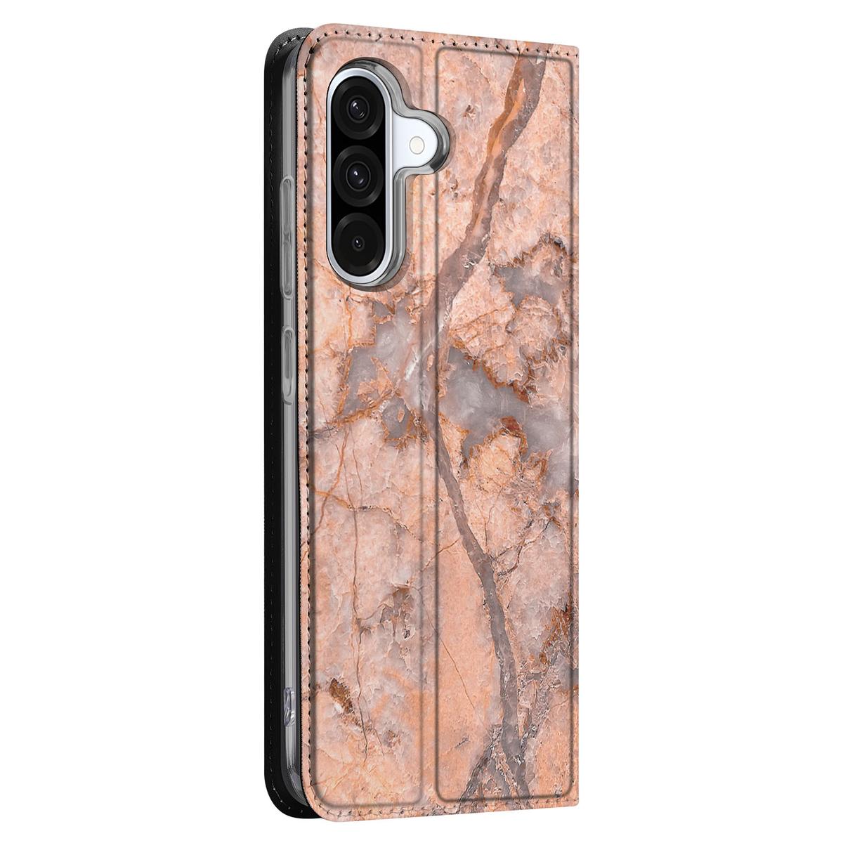 Samsung Galaxy A56 | A36 Standcase Marmer Oranje ontwerp zijkant