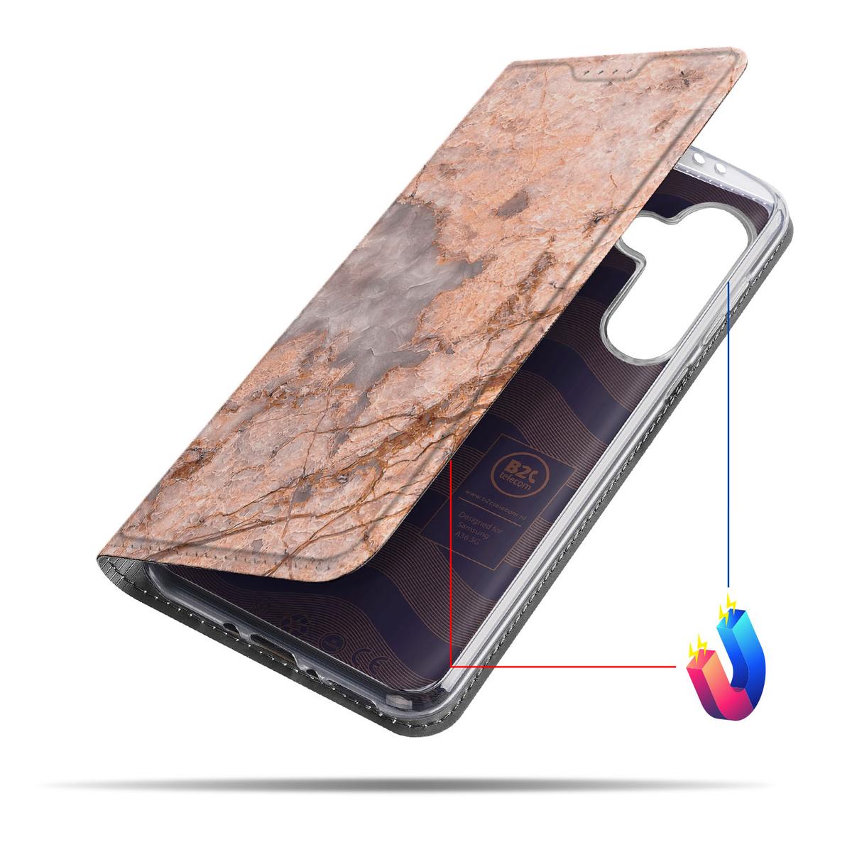 Samsung Galaxy A56 | A36 Standcase Marmer Oranje hoesje design aanzicht