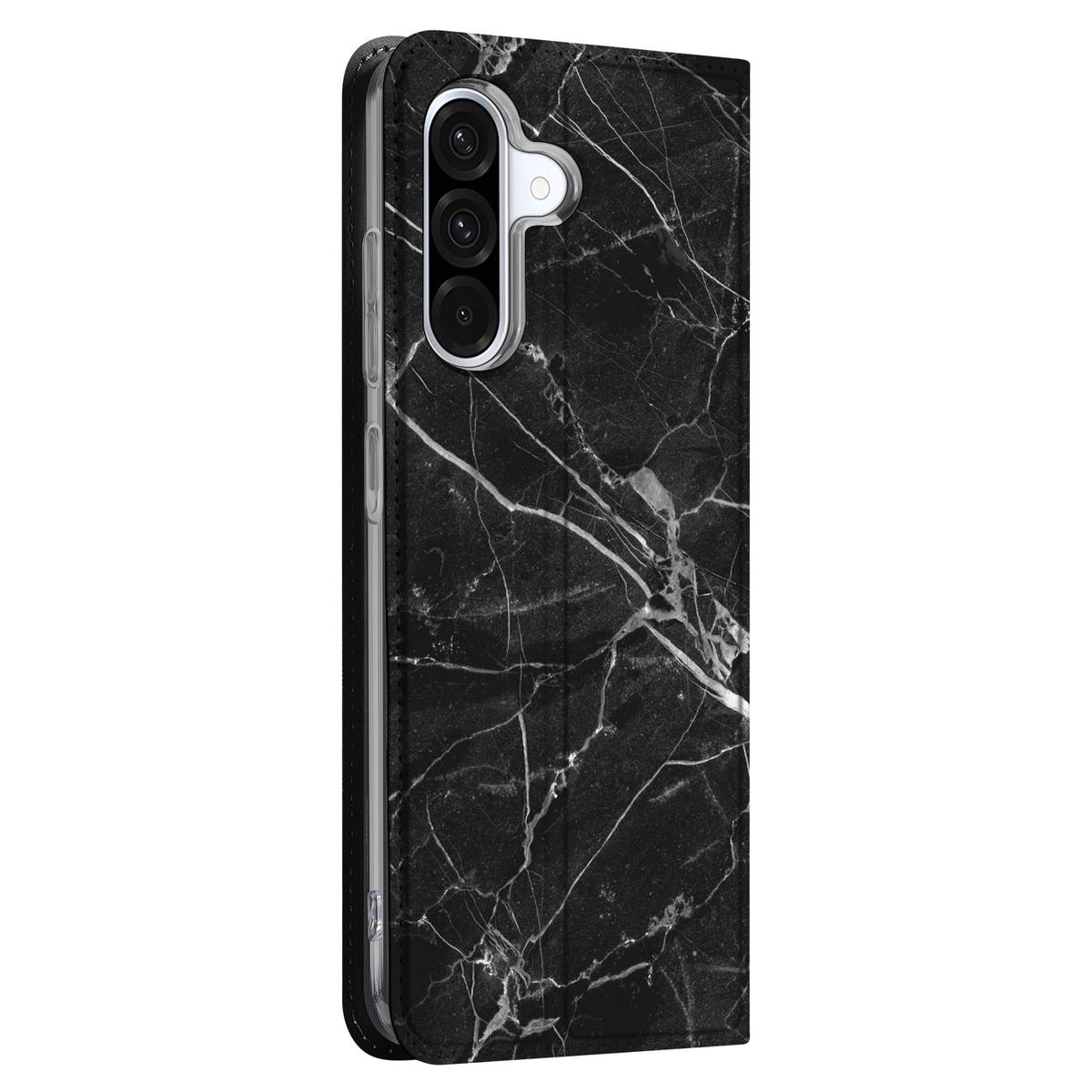 Samsung Galaxy A56 A36 Standcase Marmer Zwart design zwart marmer aanzicht