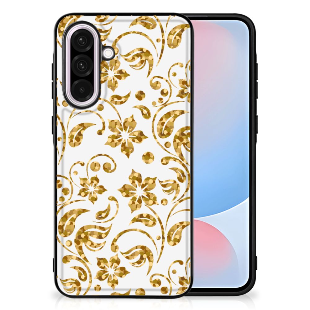 Samsung Galaxy A56 Bloemen Hoesje Gouden Bloemen bloemen planten hoesje achterkant