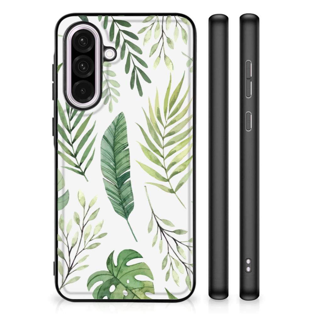 Samsung Galaxy A56 Bloemen Hoesje Leaves bladeren planten design voorkant zijkanten