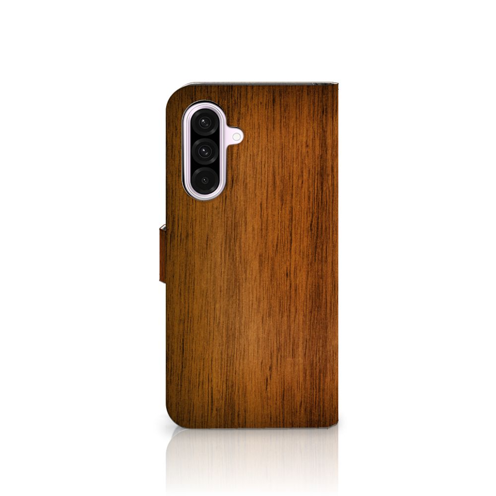 Samsung Galaxy A56 Book Style Case Donker Hout telefoon hoesje houtprint zijaanzicht
