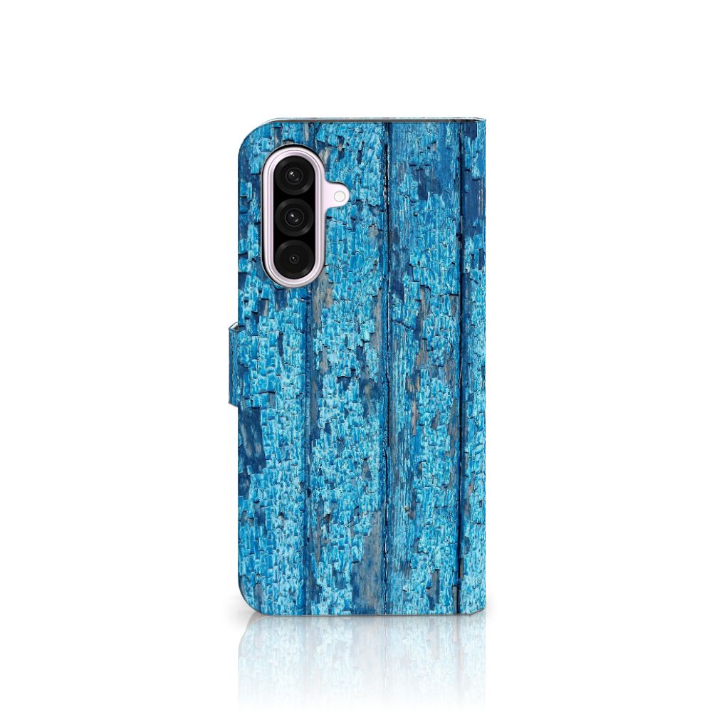 Samsung Galaxy A56 Book Style Case Wood Blue boekhoesje blauw hout aanzicht