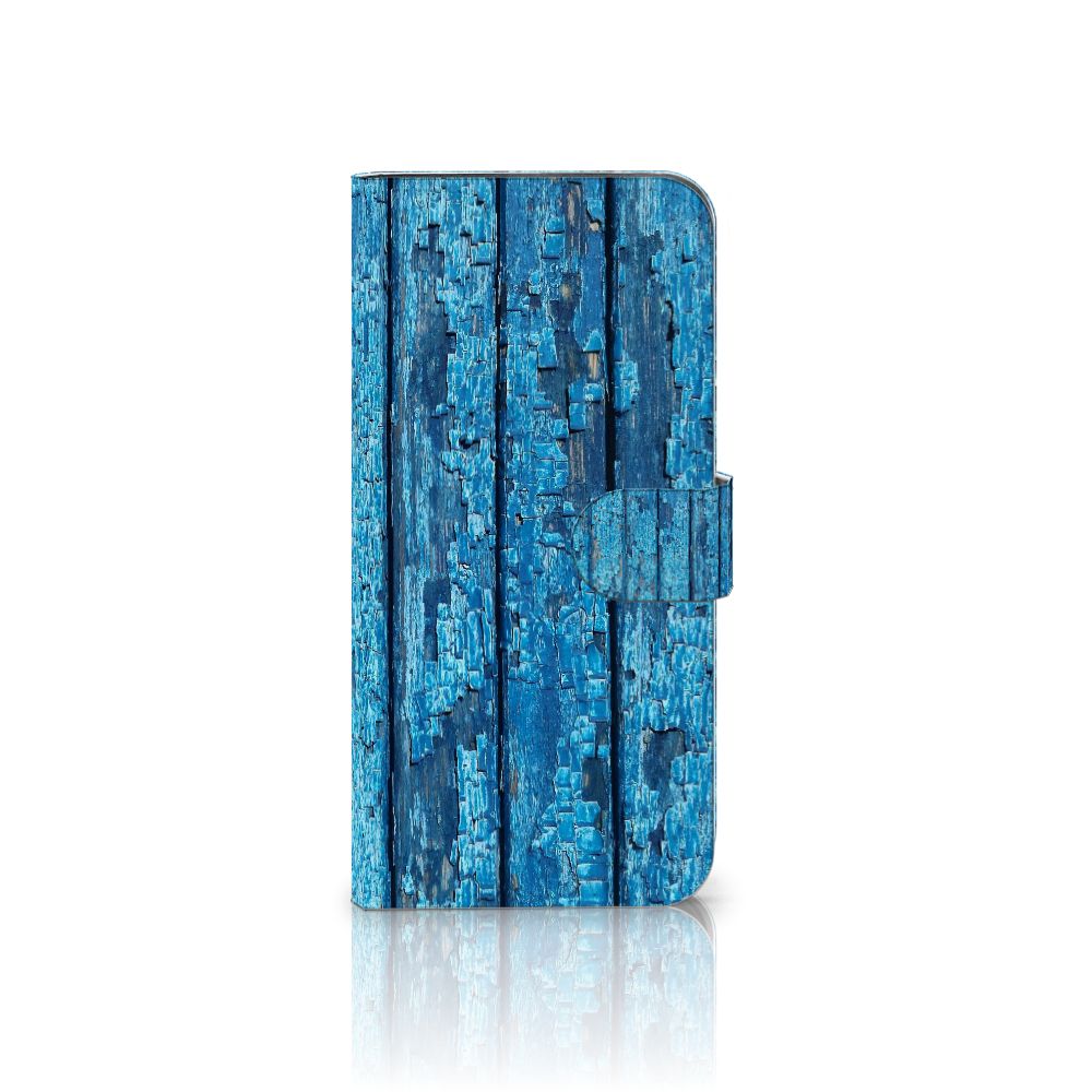 Samsung Galaxy A56 Book Style Case Wood Blue boekhoes afgebladderd blauw hout voorkant