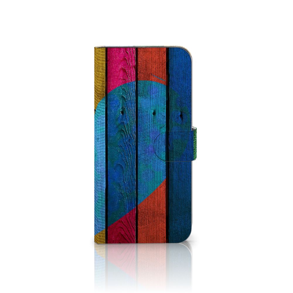 Samsung Galaxy A56 Book Style Case Wood Heart boekhoesje hart design voorkant