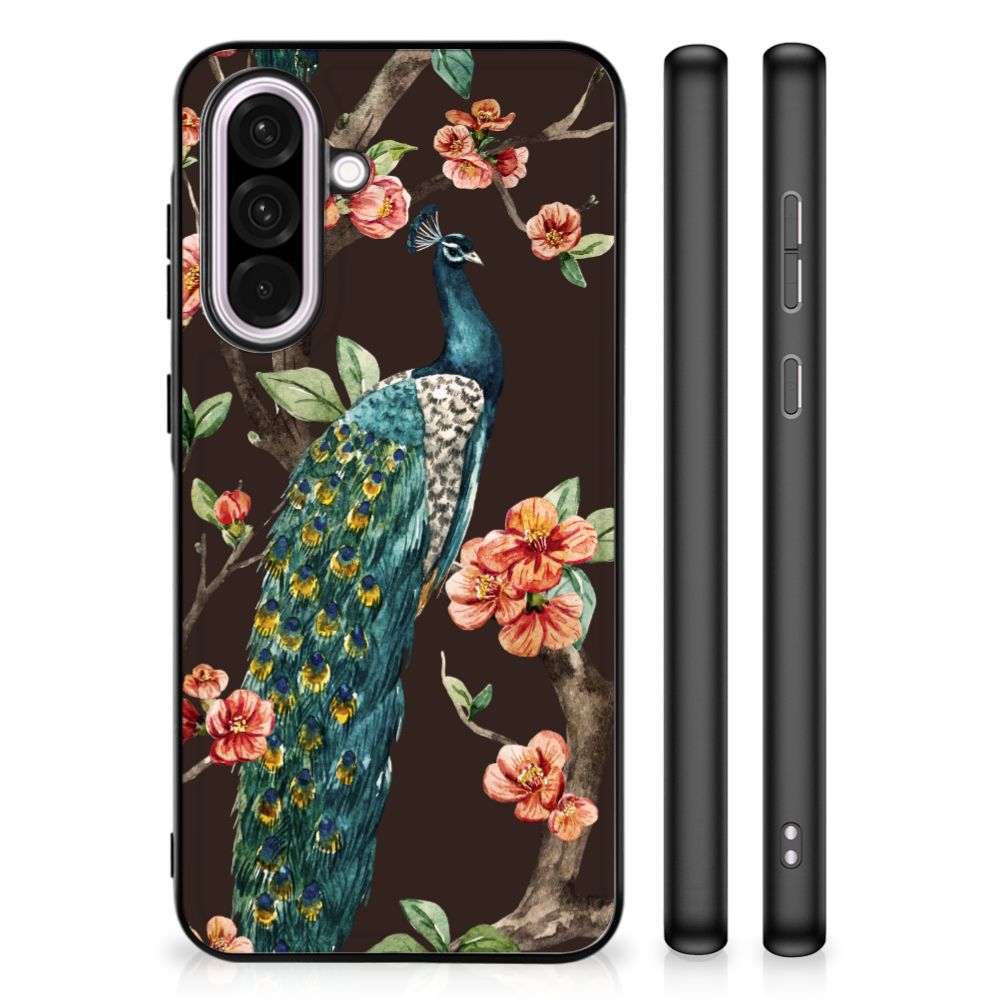 Samsung Galaxy A56 Dierenprint Telefoonhoesje Pauw met Bloemen achterkant zijkanten