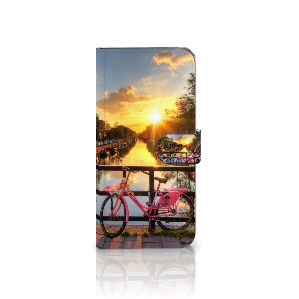 Samsung Galaxy A56 Flip Cover Amsterdamse Grachten telefoonhoesje fiets zonsondergang