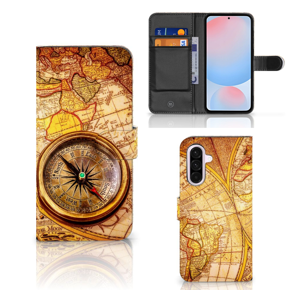 Samsung Galaxy A56 Flip Cover Kompas hoesje kompas design aanzicht