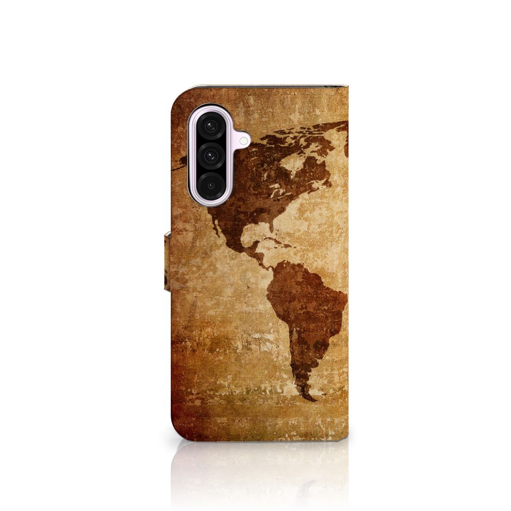 Samsung Galaxy A56 Flip Cover Wereldkaart pasjes design wereldkaart aanzicht