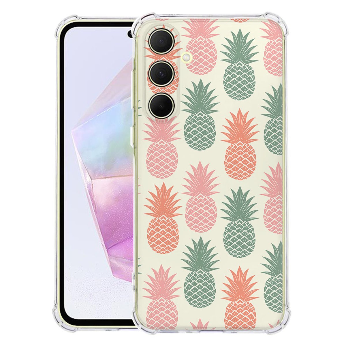Samsung Galaxy A56 Hoesje - Ananas TPU Antishock ananas hoesje voorkant en achterkant ontwerp