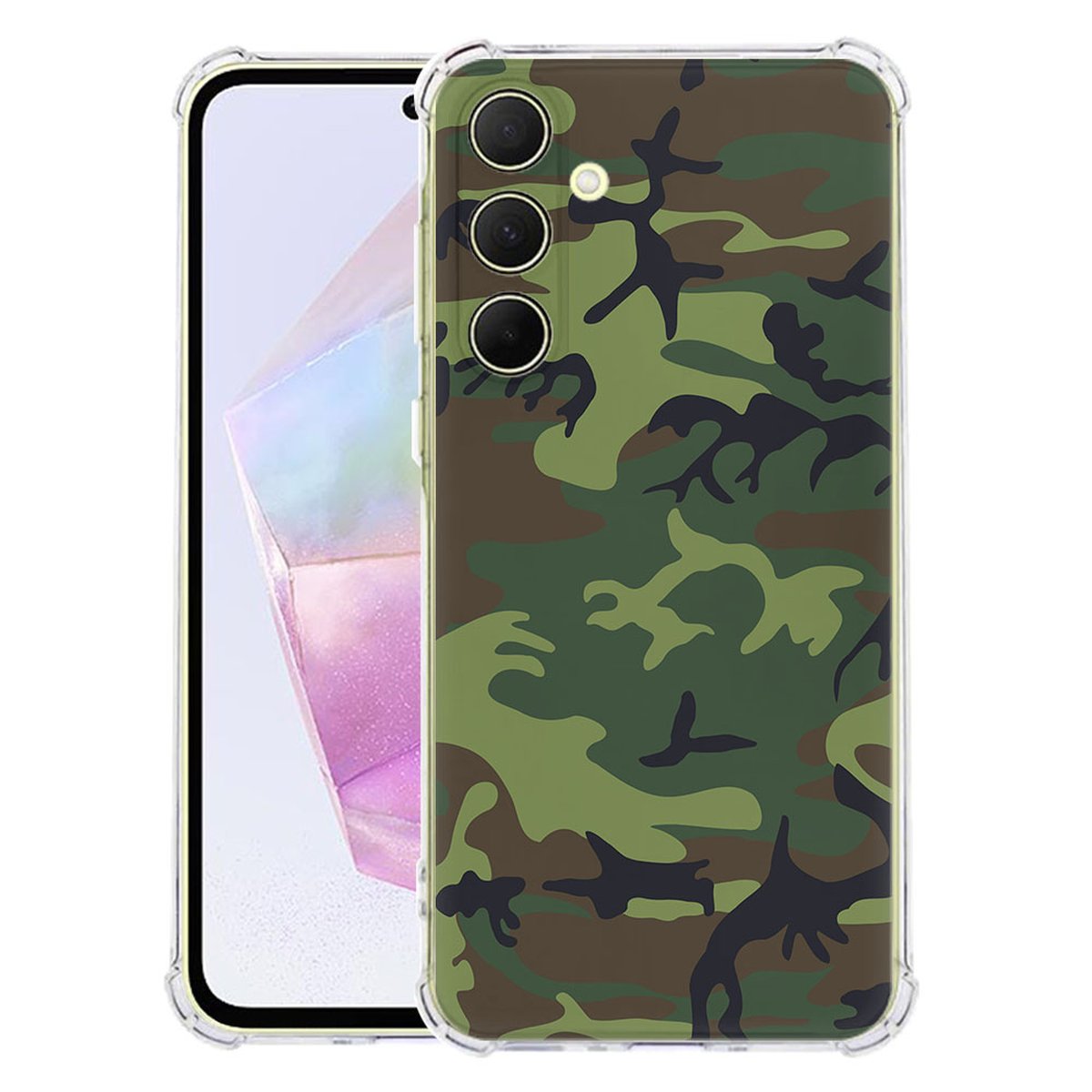 Samsung Galaxy A56 Hoesje Army Dark TPU Antishock camouflageprint design voorkant