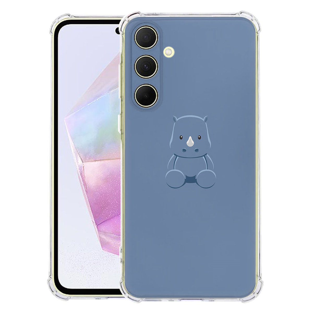 Samsung Galaxy A56 Hoesje Baby Rhino TPU Antishock schattig dierenontwerp transparante randen