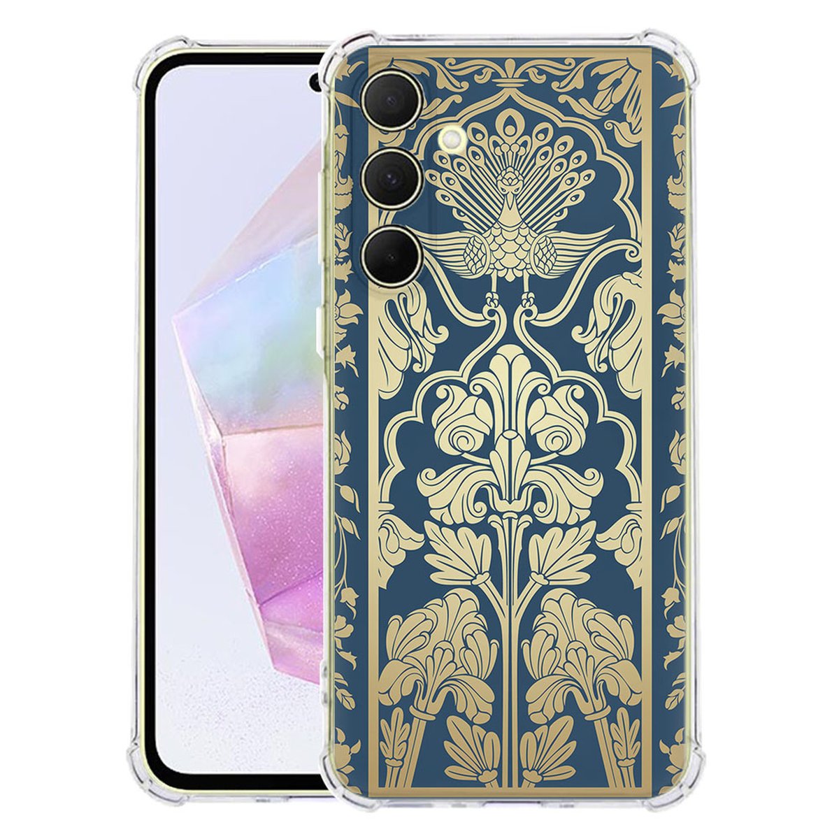 Samsung Galaxy A56 Hoesje - Beige Flowers TPU Antishock bloemenprint hardcase voorkant