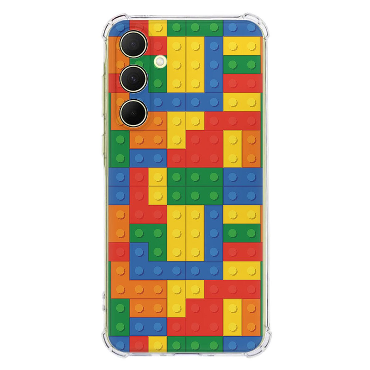 Samsung Galaxy A56 Hoesje - Blokken TPU Antishock blokken kleurrijk design achterkant