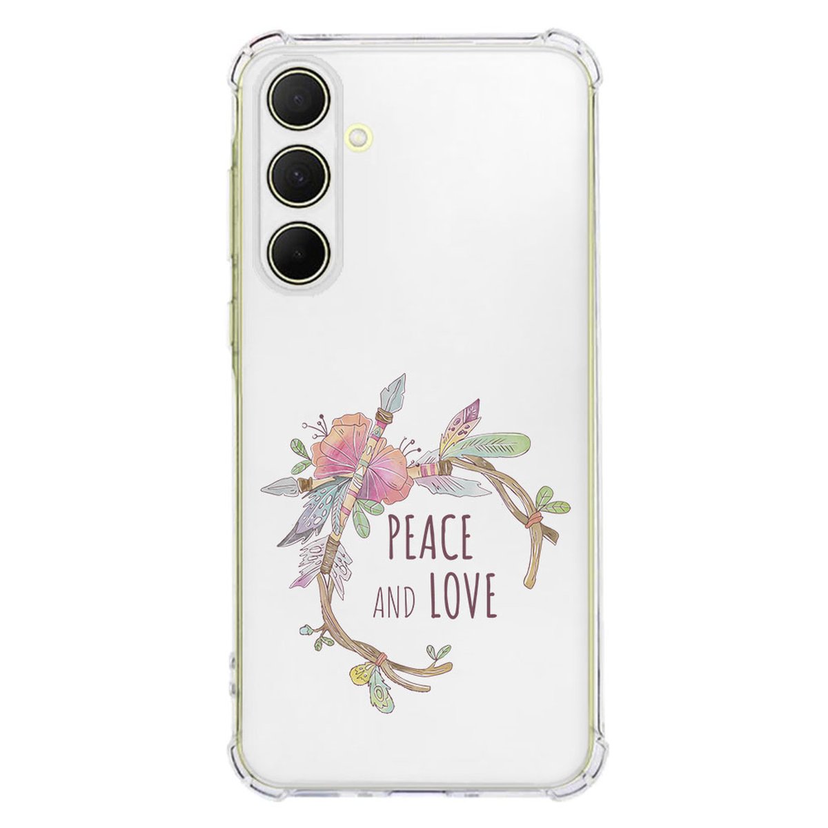 Samsung Galaxy A56 Hoesje Boho Text TPU Antishock achterzijde florale print