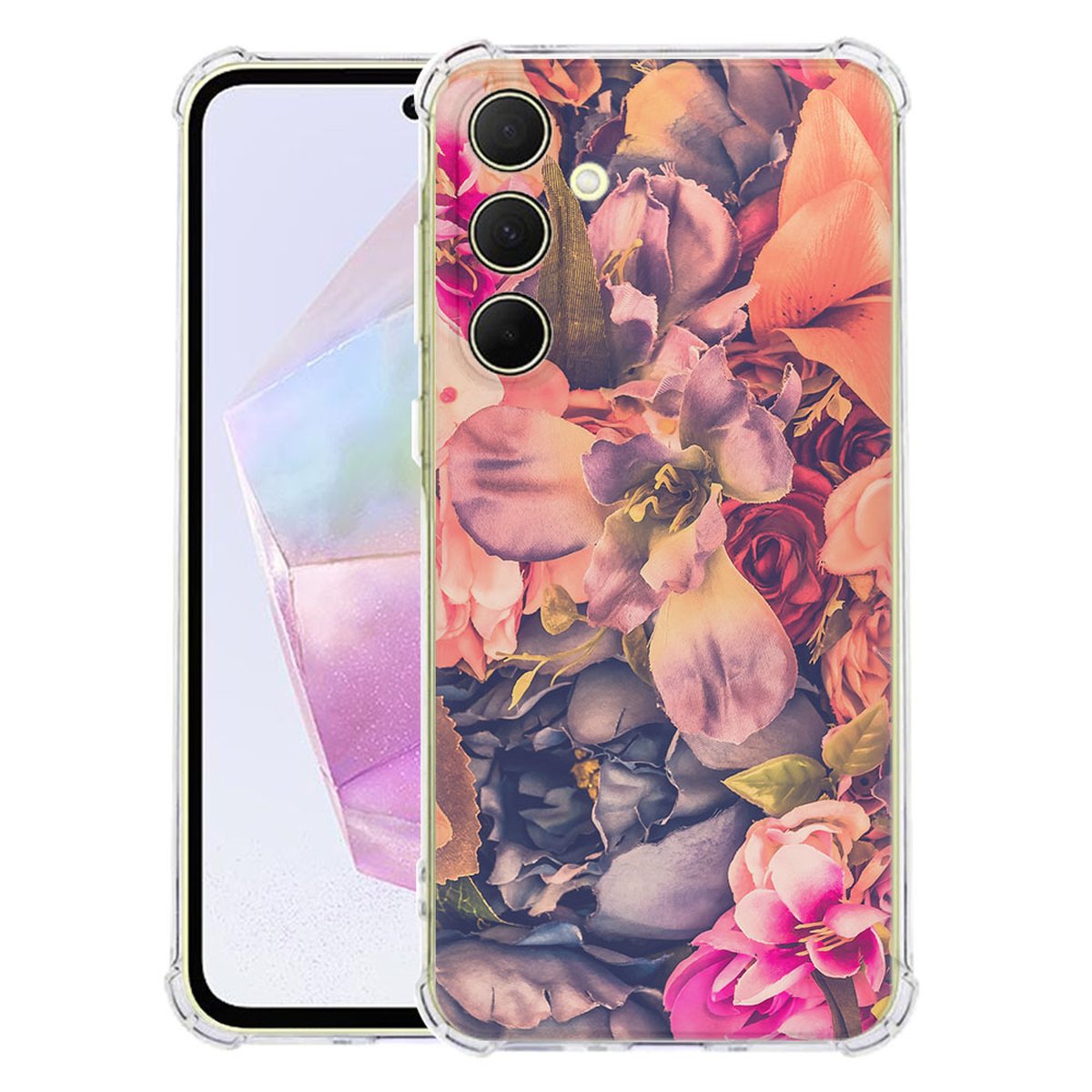 Samsung Galaxy A56 Hoesje - Bosje Bloemen TPU Antishock bloemenprint transparant voorkant
