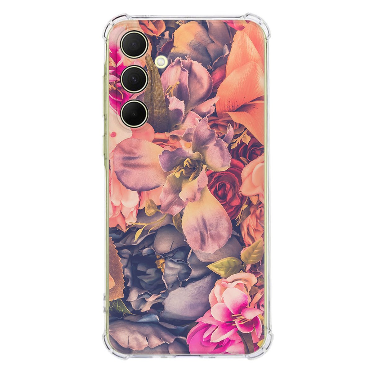 Samsung Galaxy A56 Hoesje - Bosje Bloemen TPU Antishock bloemenprint transparant achteraanzicht