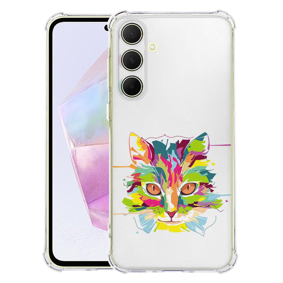 Samsung Galaxy A56 Hoesje Cat Color TPU Antishock cat design voorkant