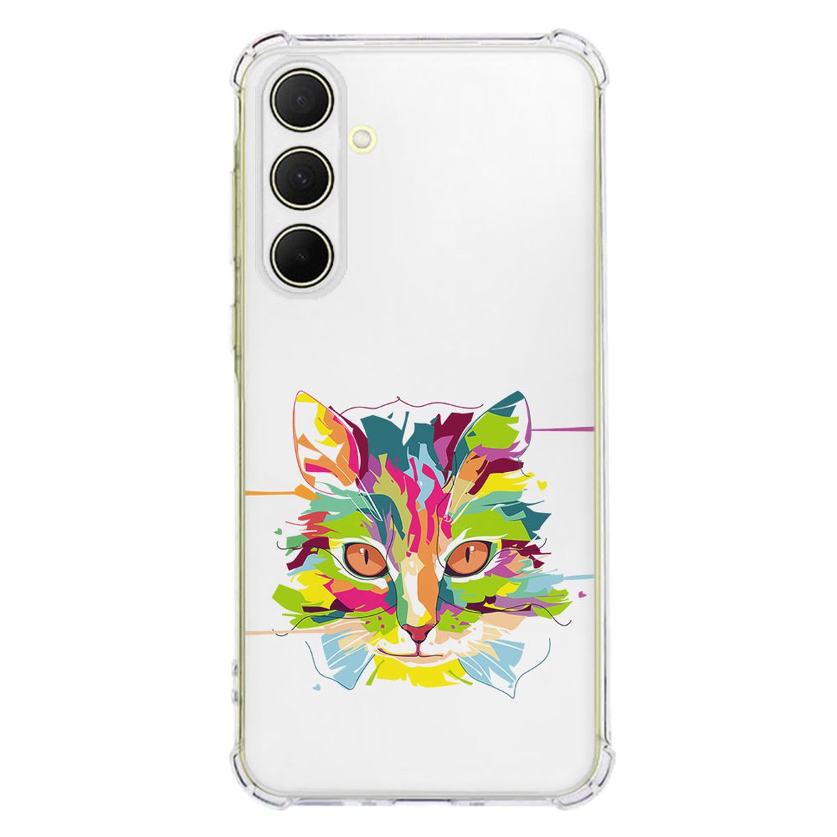 Samsung Galaxy A56 Hoesje Cat Color TPU Antishock design kleurrijke kat voorkant