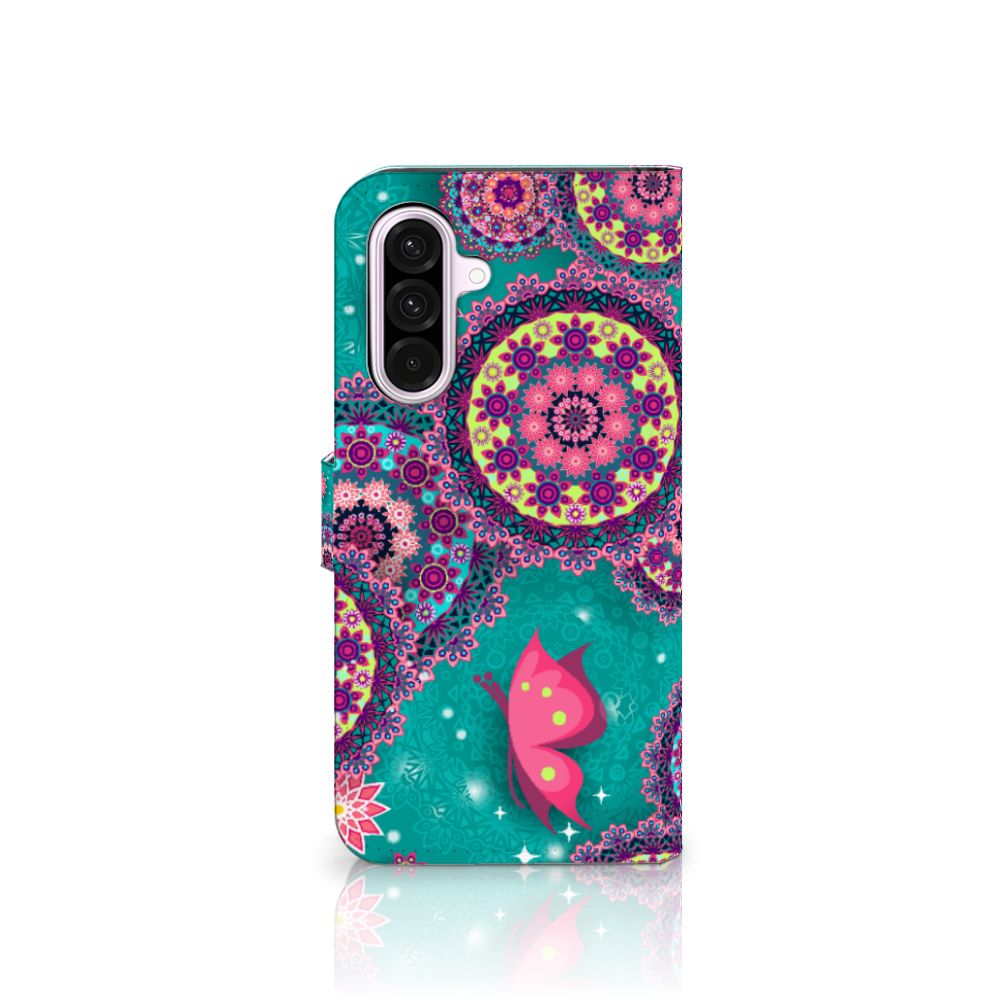 Samsung Galaxy A56 Hoesje Cirkels en Vlinders bookstyle case design vlinders mandala