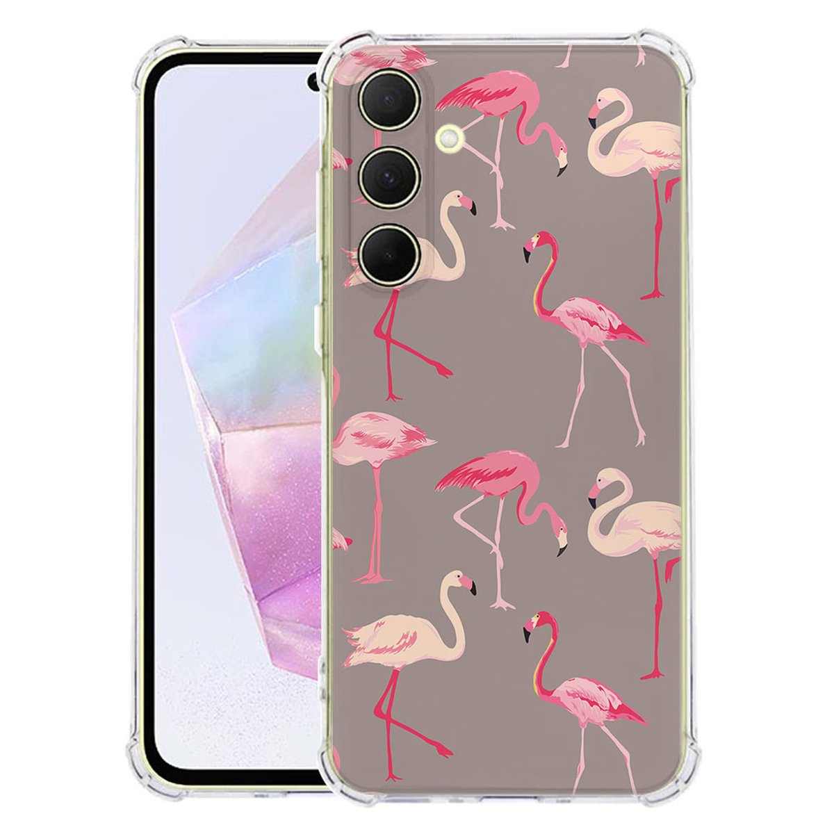 Samsung Galaxy A56 Hoesje Flamingo TPU Antishock flamingo design achterkant
