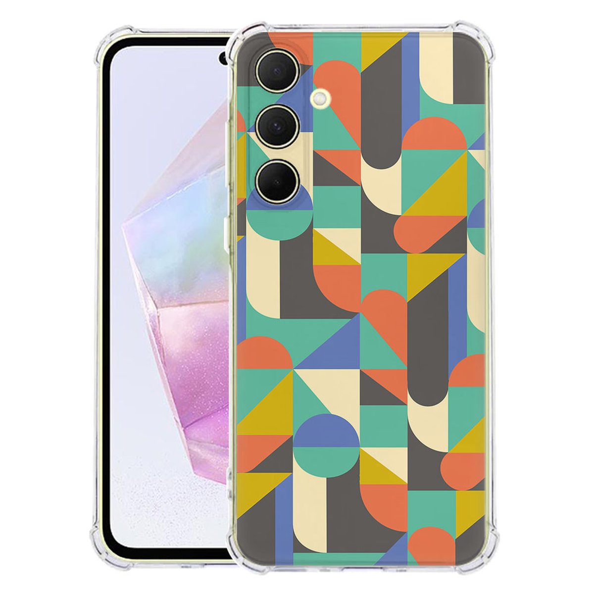 Samsung Galaxy A56 Hoesje Funky Retro TPU Antishock design kleurrijk geometrisch