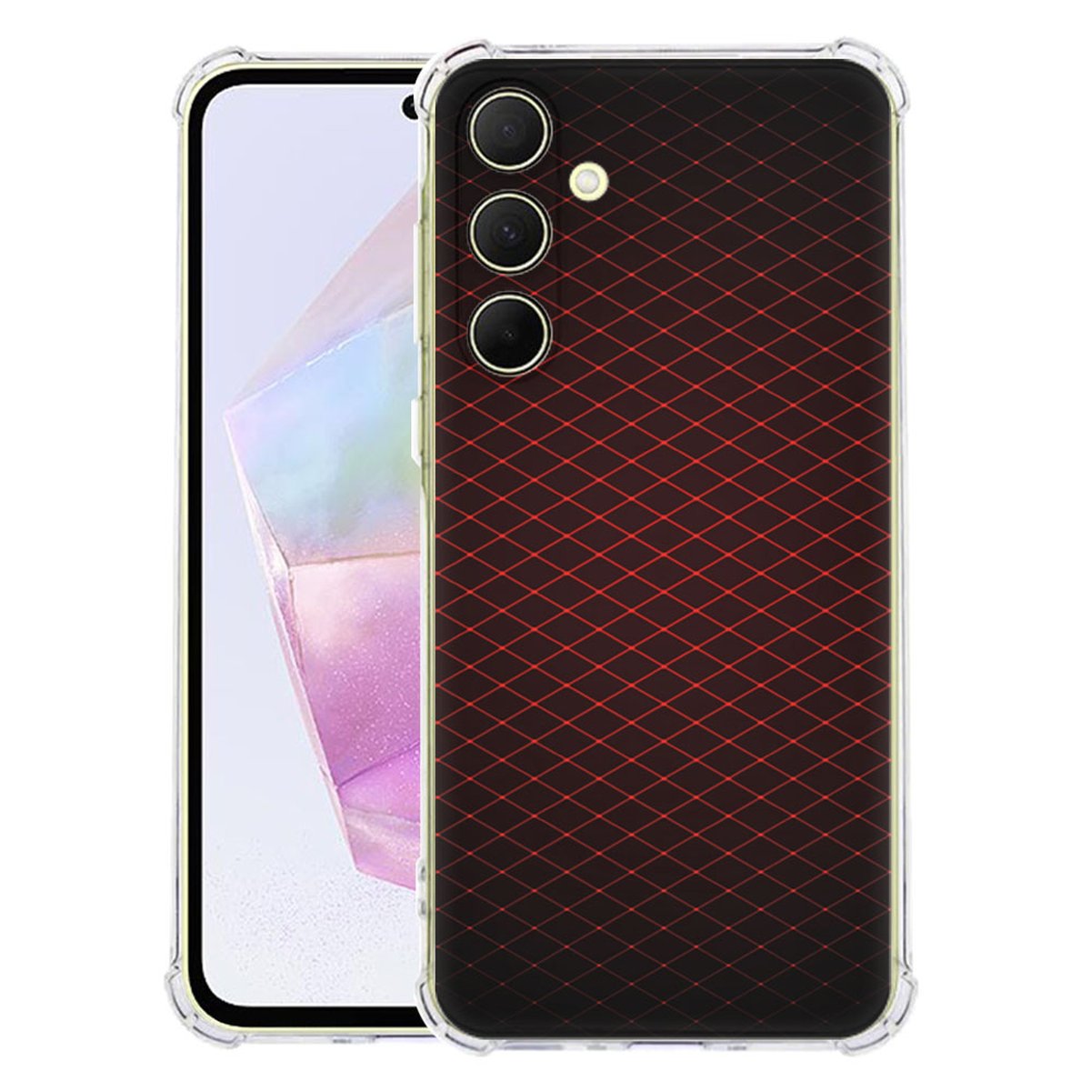 Samsung Galaxy A56 Hoesje Geruit Rood TPU Antishock achterzijde voorkant