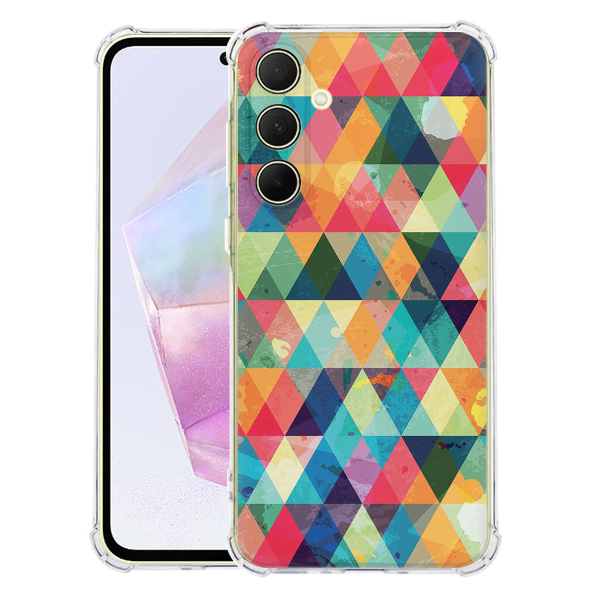Samsung Galaxy A56 Hoesje Geruit TPU Antishock geometrisch kleurrijk design aanzicht