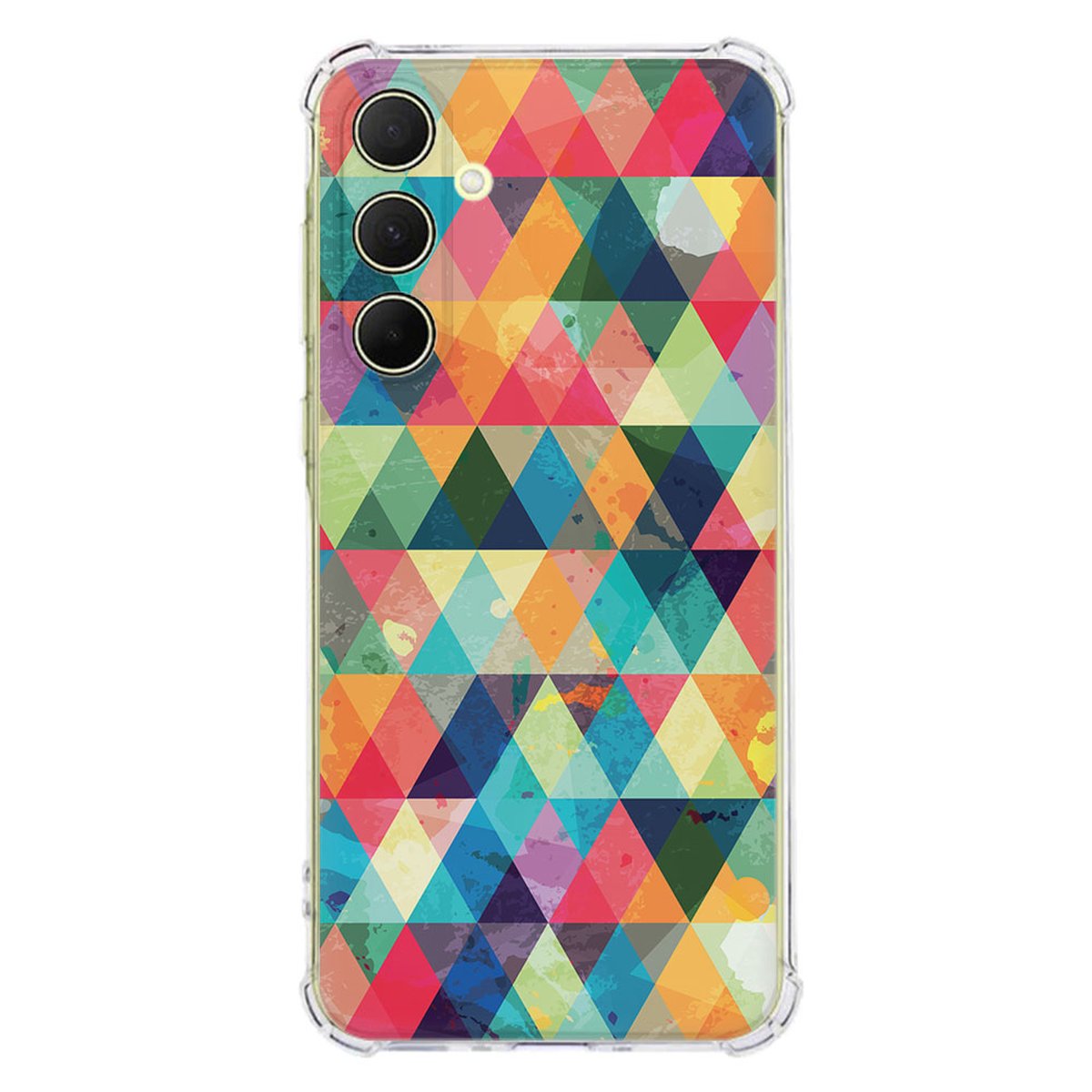 Samsung Galaxy A56 Hoesje Geruit TPU Antishock design kleurrijk patroon aanzicht