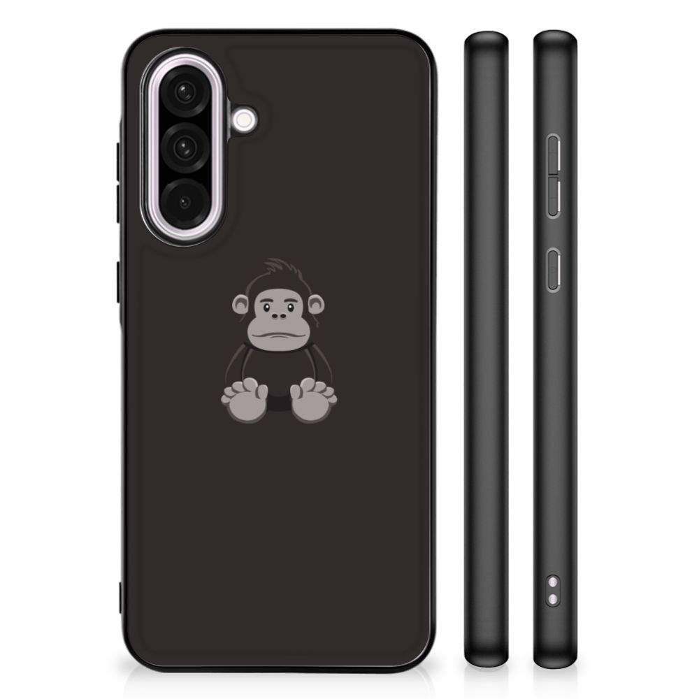 Samsung Galaxy A56 Hoesje Gorilla illustraties back cover zwart voorzijde achterzijde