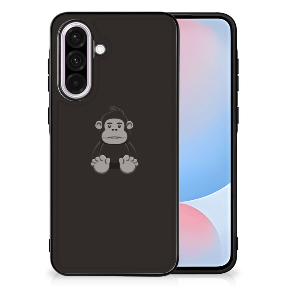 Samsung Galaxy A56 Hoesje Gorilla illustratie zwart achterzijde zijaanzicht