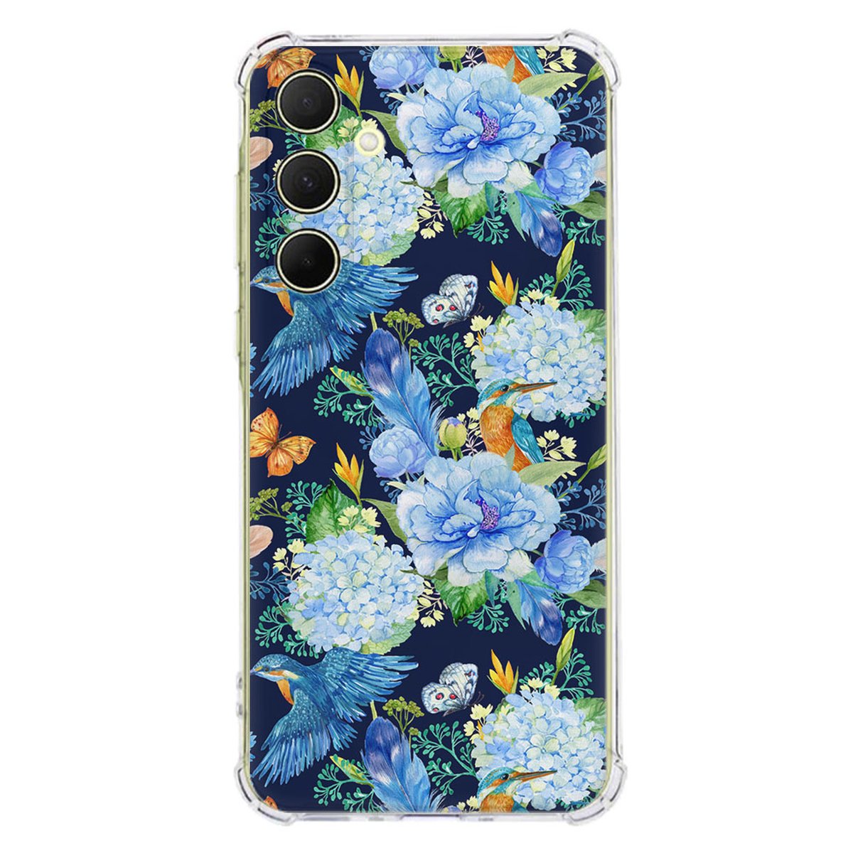 Samsung Galaxy A56 Hoesje - IJsvogel TPU Antishock bloemen ijsvogel achterkant