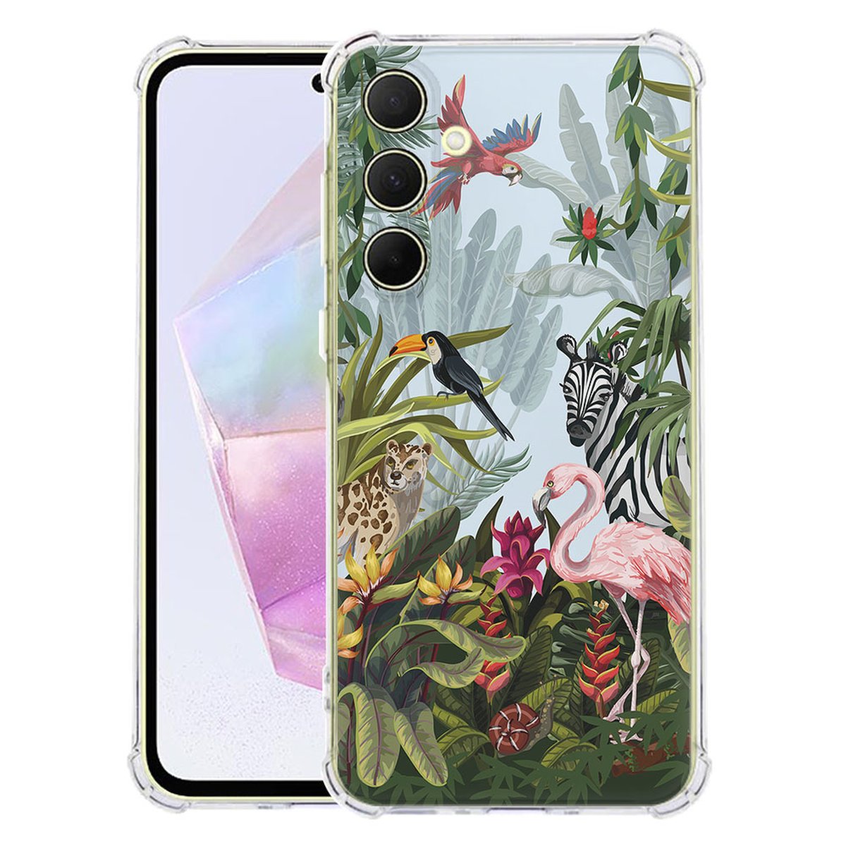 Samsung Galaxy A56 Hoesje Jungle TPU Antishock design jungle aanzicht