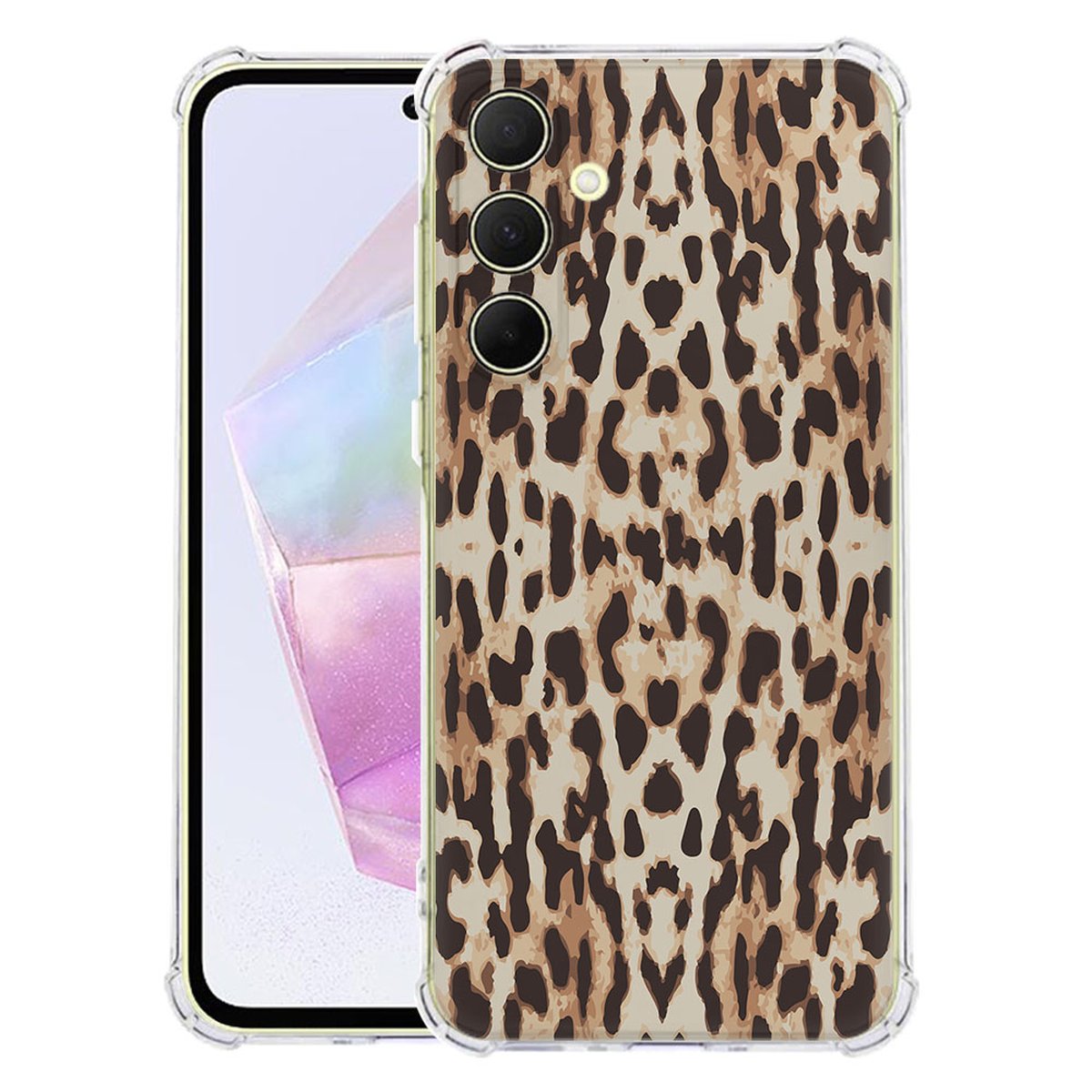 Samsung Galaxy A56 Hoesje Leopard TPU Antishock achterkant voorkant