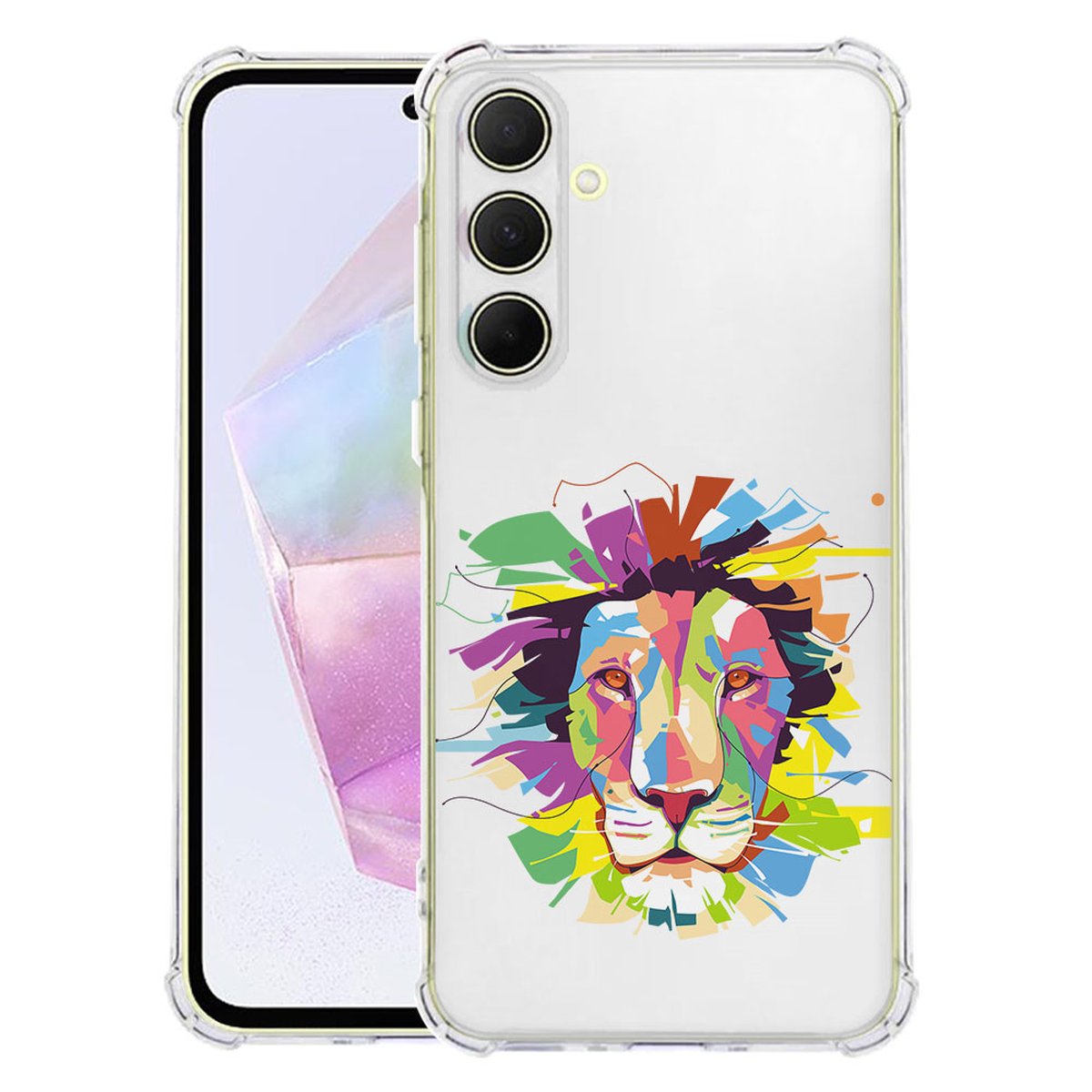 Samsung Galaxy A56 Hoesje Lion Color TPU Antishock achterzijde design kleurrijke leeuw