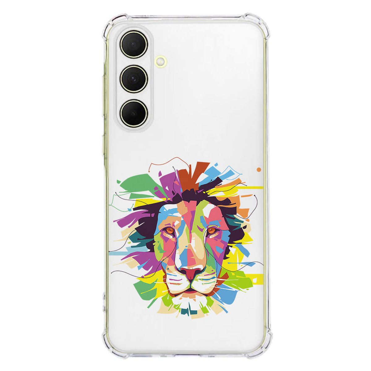 Samsung Galaxy A56 Hoesje Lion Color TPU Antishock voorkant kleurrijk leeuw hoofd