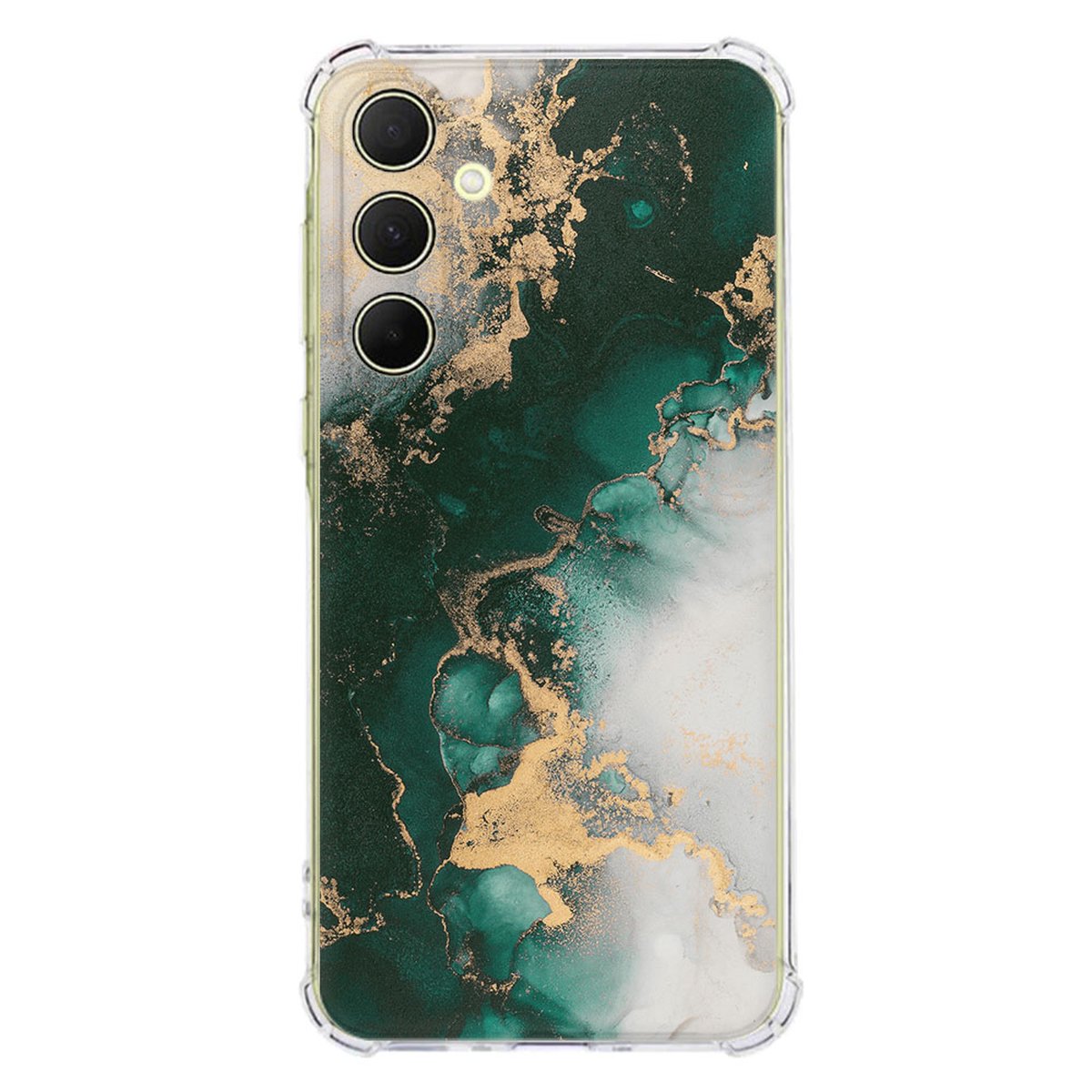 Samsung Galaxy A56 Hoesje Marmer Groen TPU Antishock design marmer aanzicht
