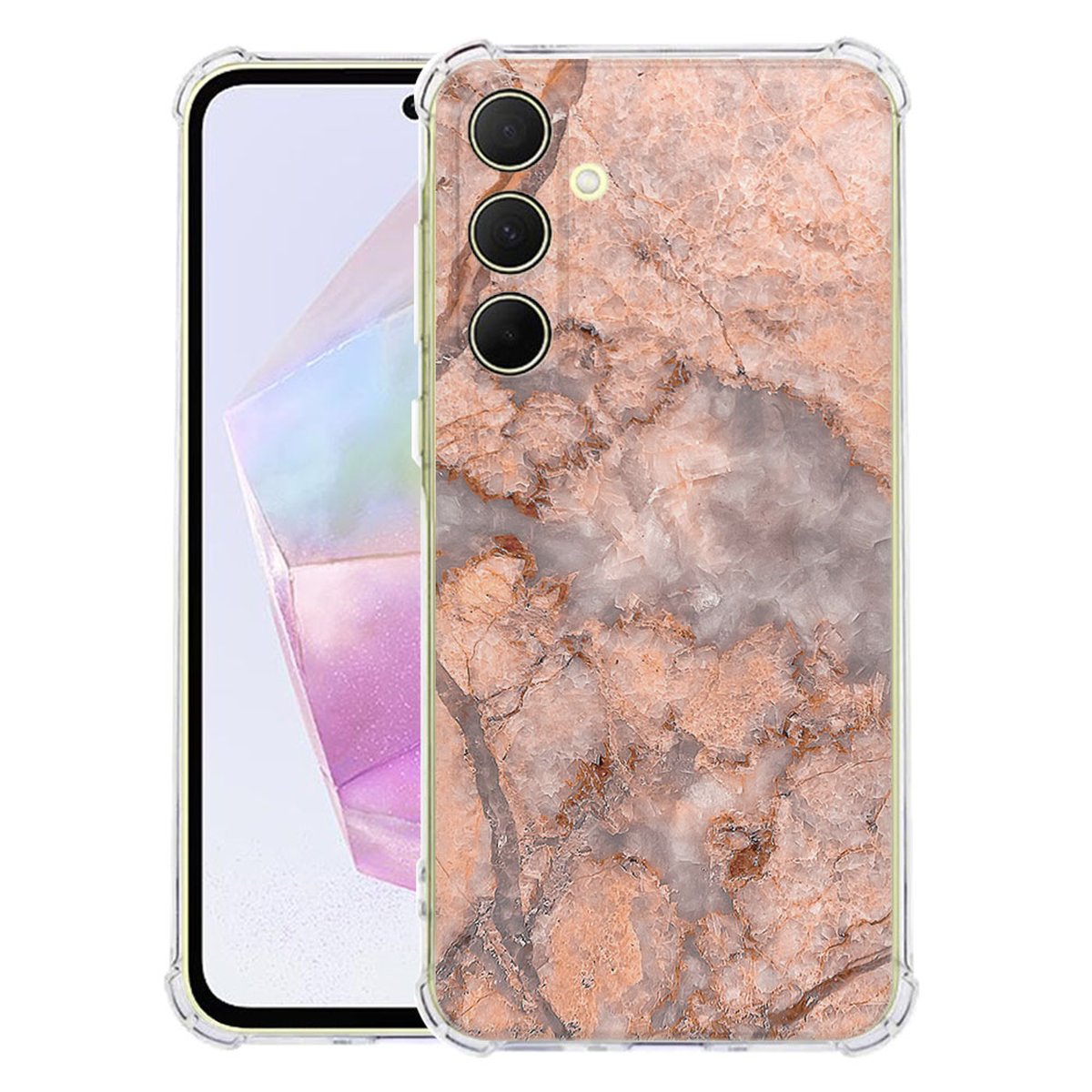 Samsung Galaxy A56 Hoesje Marmer Oranje TPU Antishock achterkant schuin