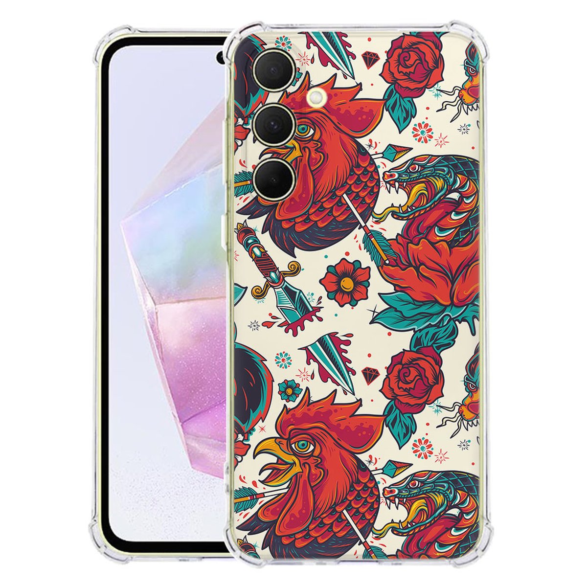 Samsung Galaxy A56 Hoesje - Old Skool TPU Antishock kleurrijk design schokbestendig hoesje voorkant achterkant