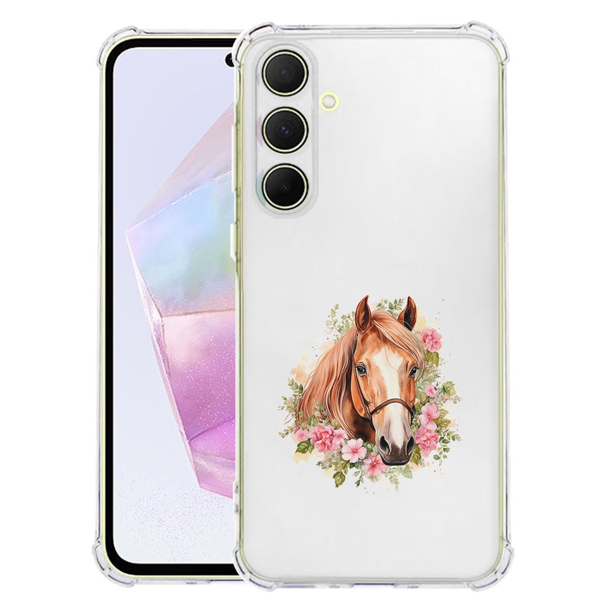 Samsung Galaxy A56 Hoesje - Paard TPU Antishock paard bloemen design voorkant