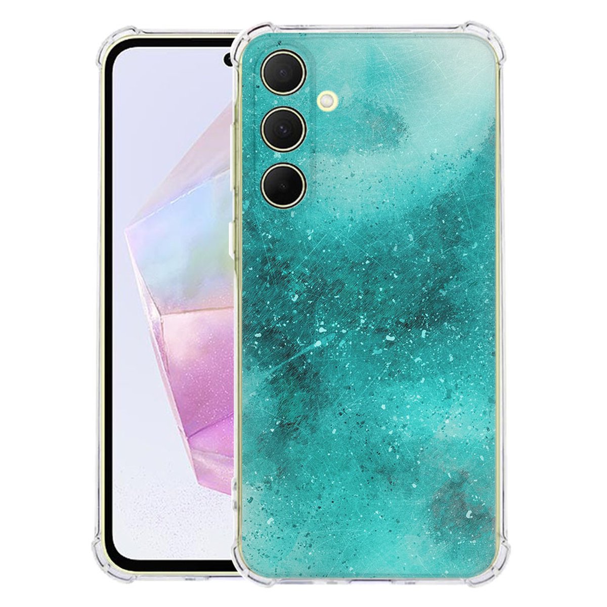 Samsung Galaxy A56 Hoesje - Painting Blue TPU Antishock transparant design voorkant achterkant