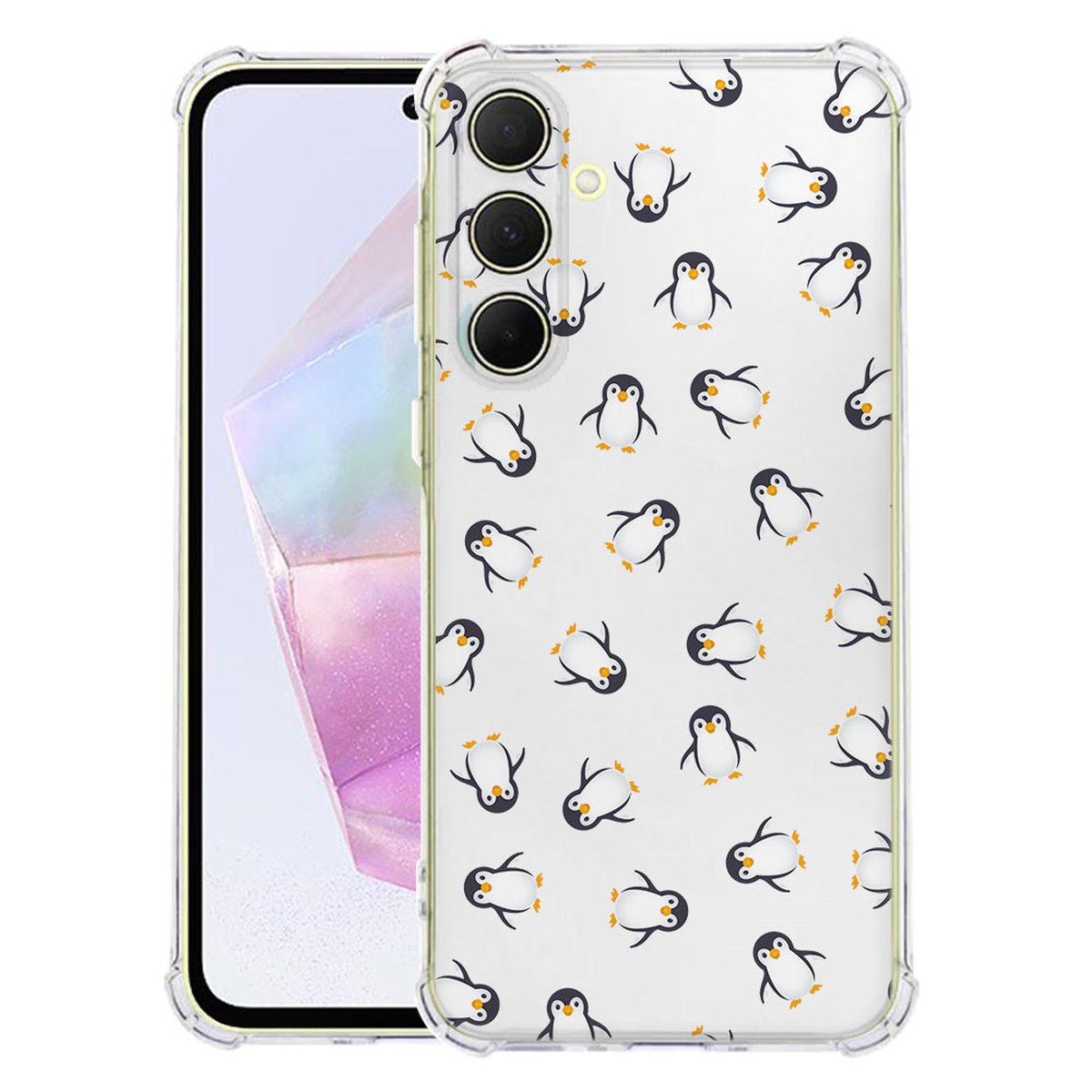 Samsung Galaxy A56 Hoesje Pinguïn TPU Antishock transparant design achteraanzicht
