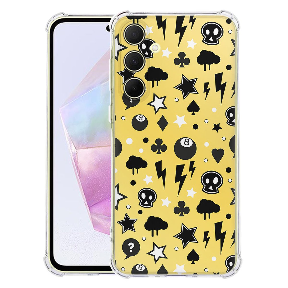 Samsung Galaxy A56 Hoesje Punk Yellow TPU Antishock achterkant design voorzijde