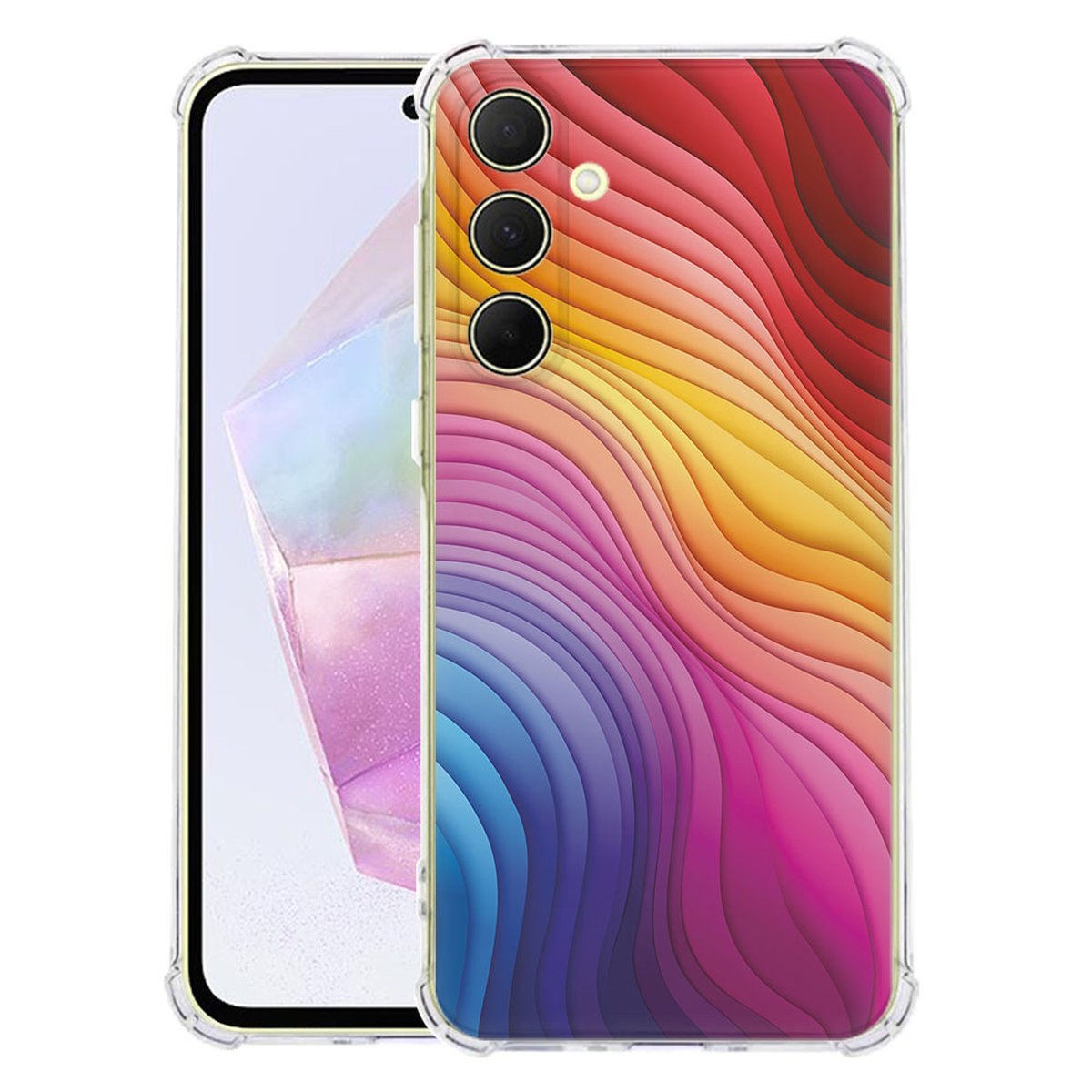 Samsung Galaxy A56 Hoesje Regenboog TPU Antishock ontwerp voorkant achterzijde