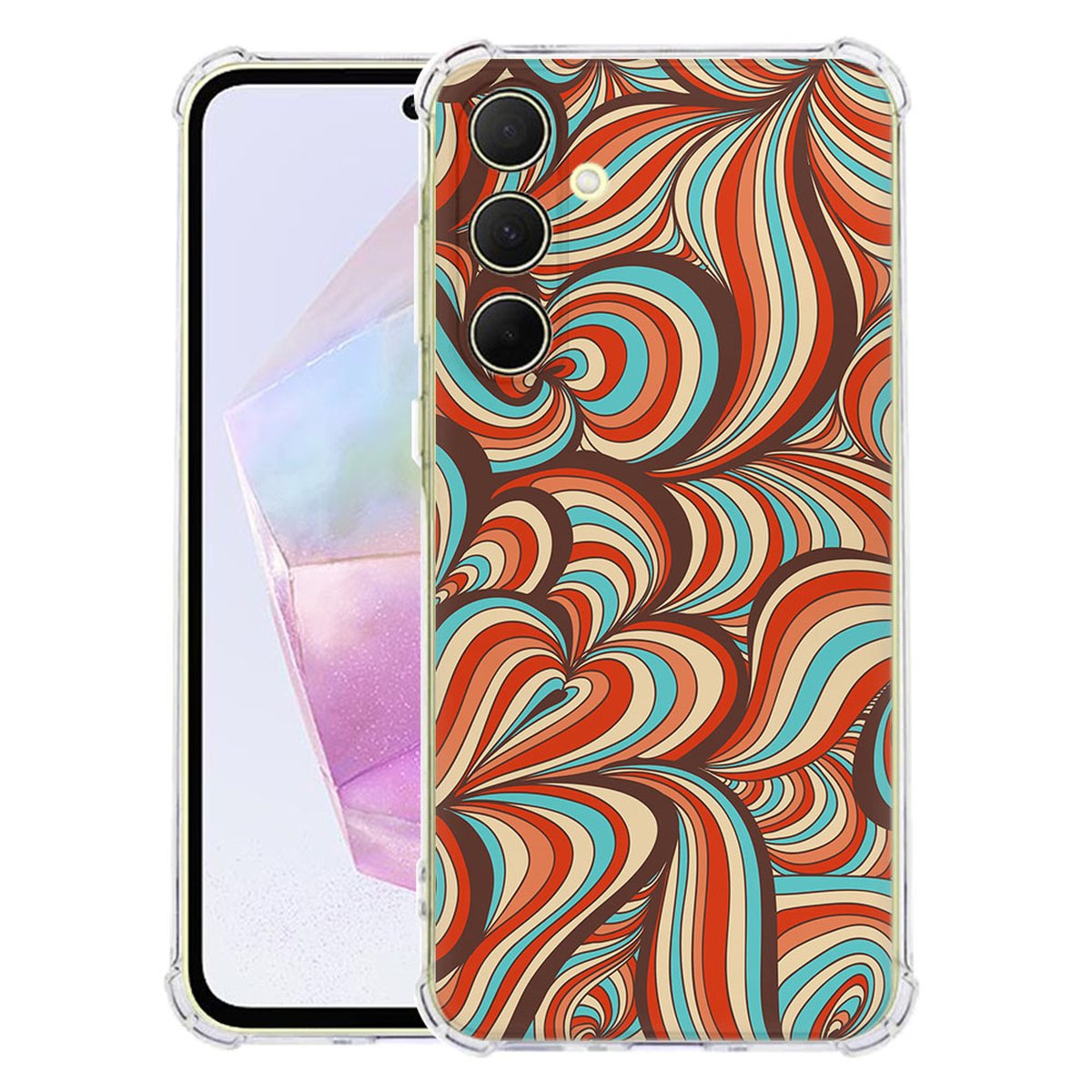 Samsung Galaxy A56 Hoesje Retro TPU Antishock design kleurrijk achterkant