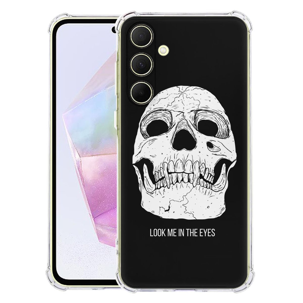 Samsung Galaxy A56 Hoesje Skull Eyes TPU Antishock design skull zwart