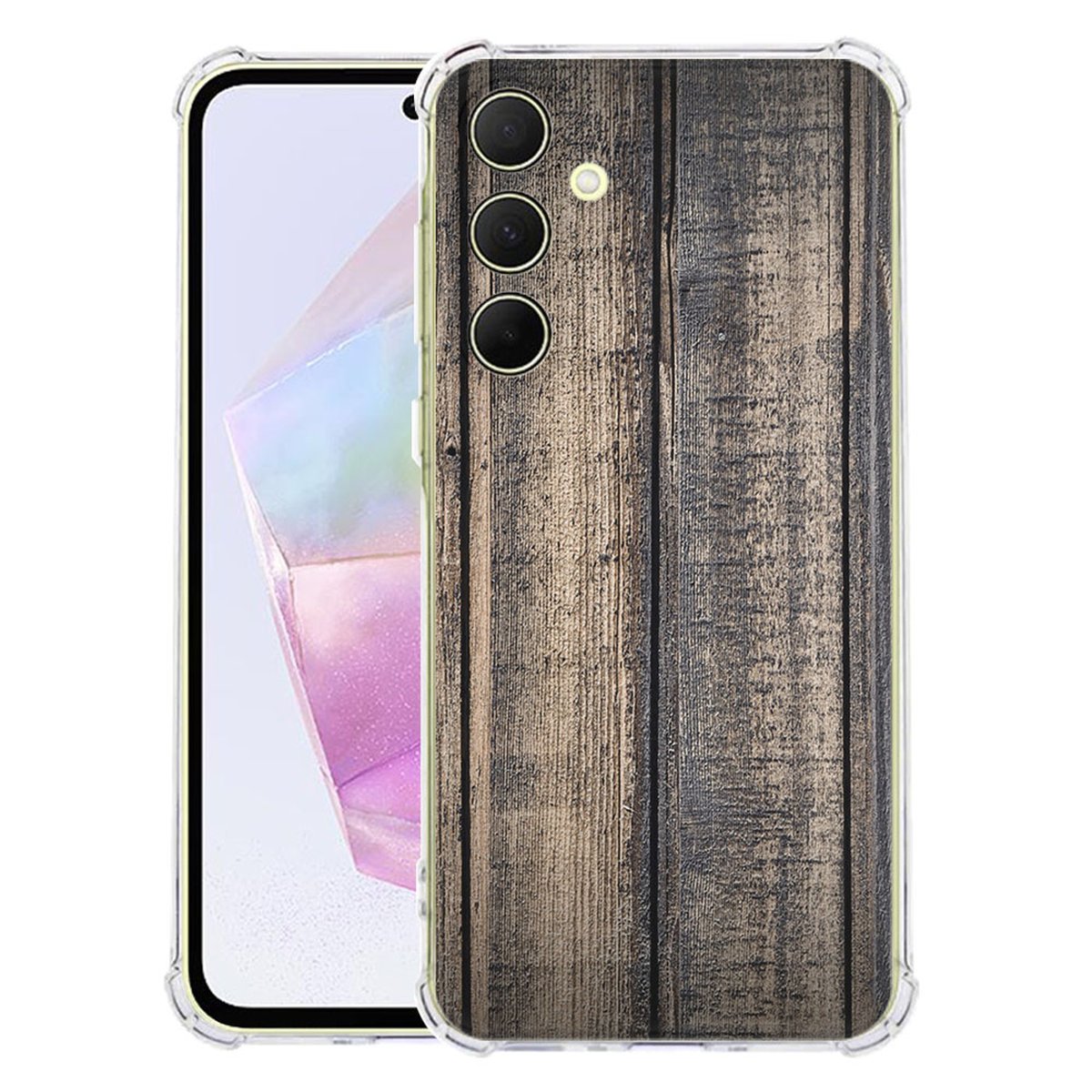 Samsung Galaxy A56 Hoesje Steigerhout TPU Antishock achteraanzicht houtdesign
