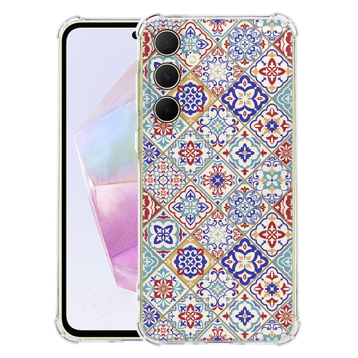 Samsung Galaxy A56 Hoesje Tiles Color TPU Antishock hoesje design vooraanzicht