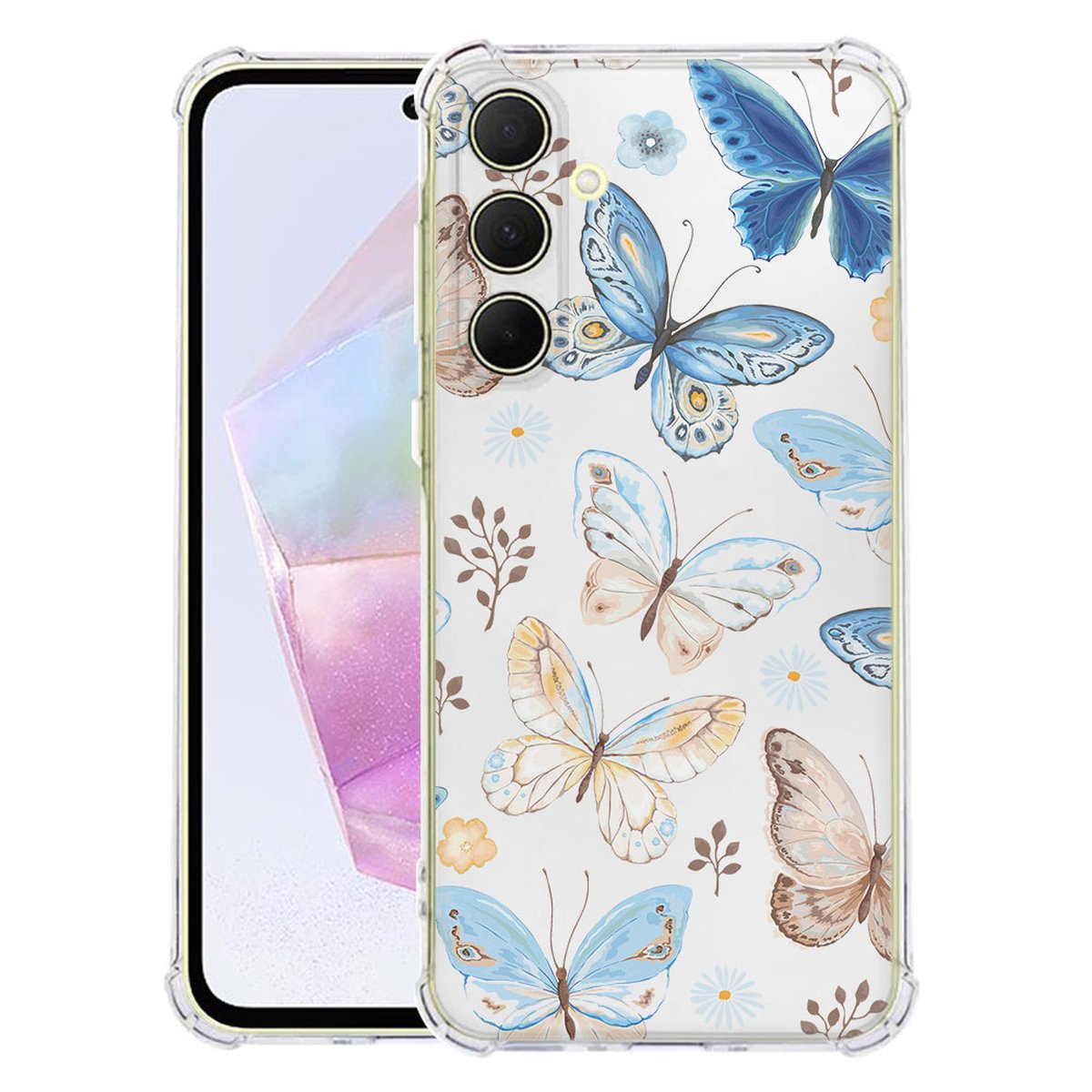 Samsung Galaxy A56 Hoesje - Vlinder TPU Antishock vlinder transparant achterkant